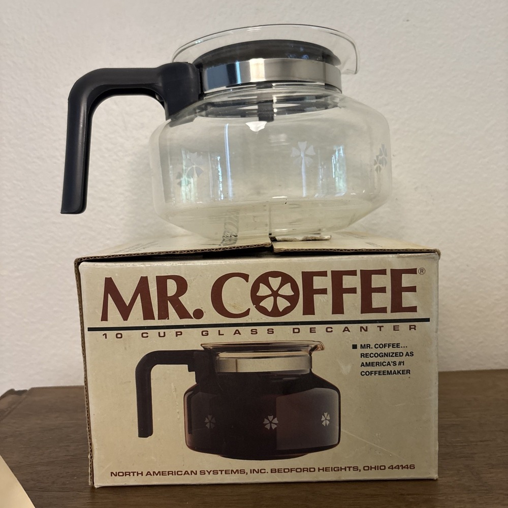 Vintage New in Box Mr. Coffee Glass Decanter Carafe 10-Cup D-7 Replacement 1986